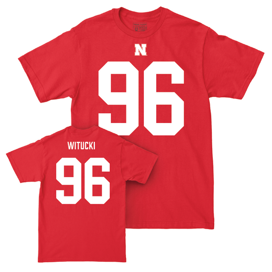 Nebraska Football Red Shirsey Tee - Camden Witucki | #96 Youth Small