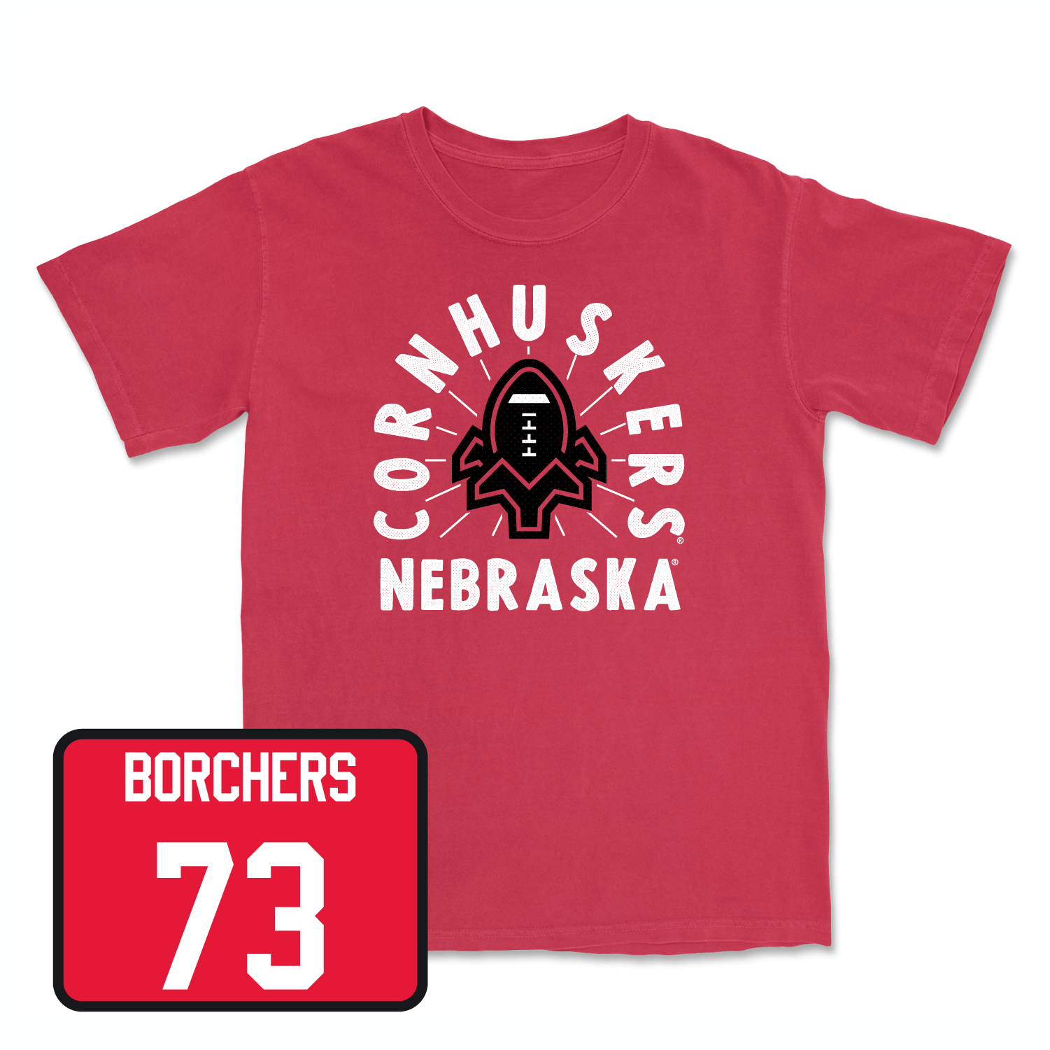 Red Football Cornhuskers Tee Youth Large / David Borchers | #73