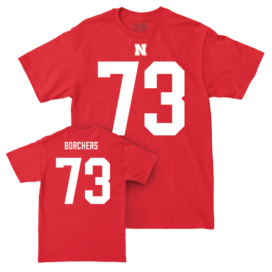 Nebraska Football Red Shirsey Tee - David Borchers | #73 Youth Small