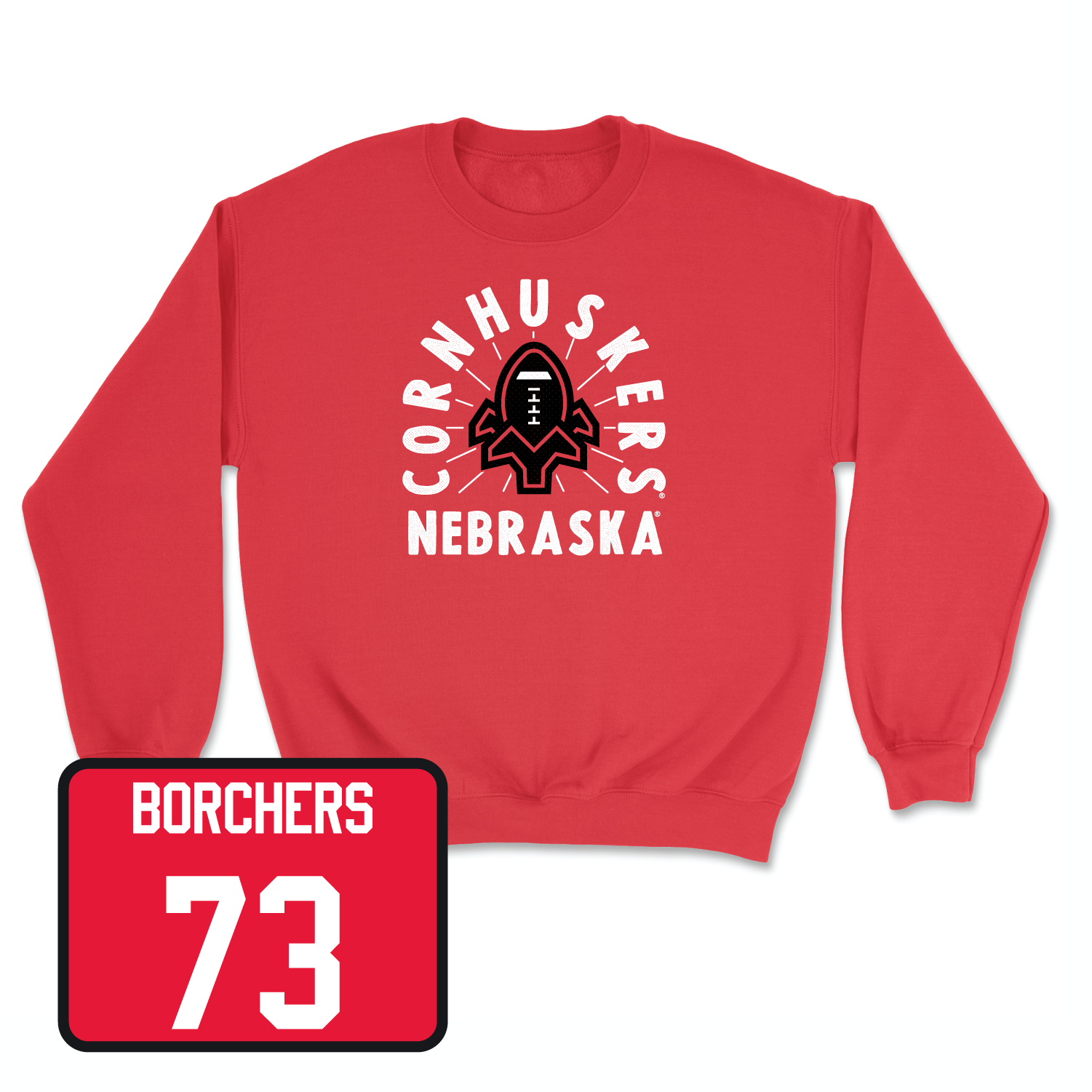Red Football Cornhuskers Crew Youth Large / David Borchers | #73