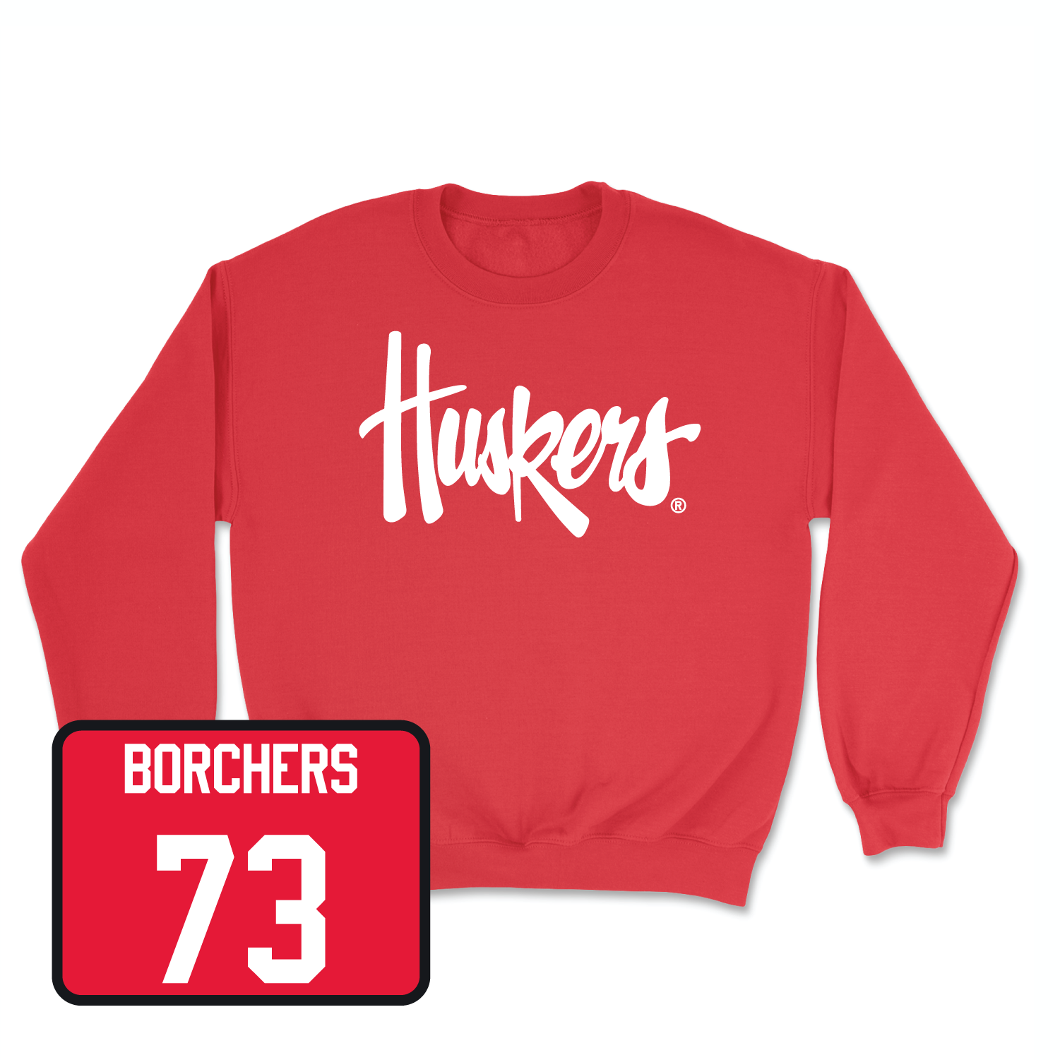 Red Football Huskers Crew Large / David Borchers | #73