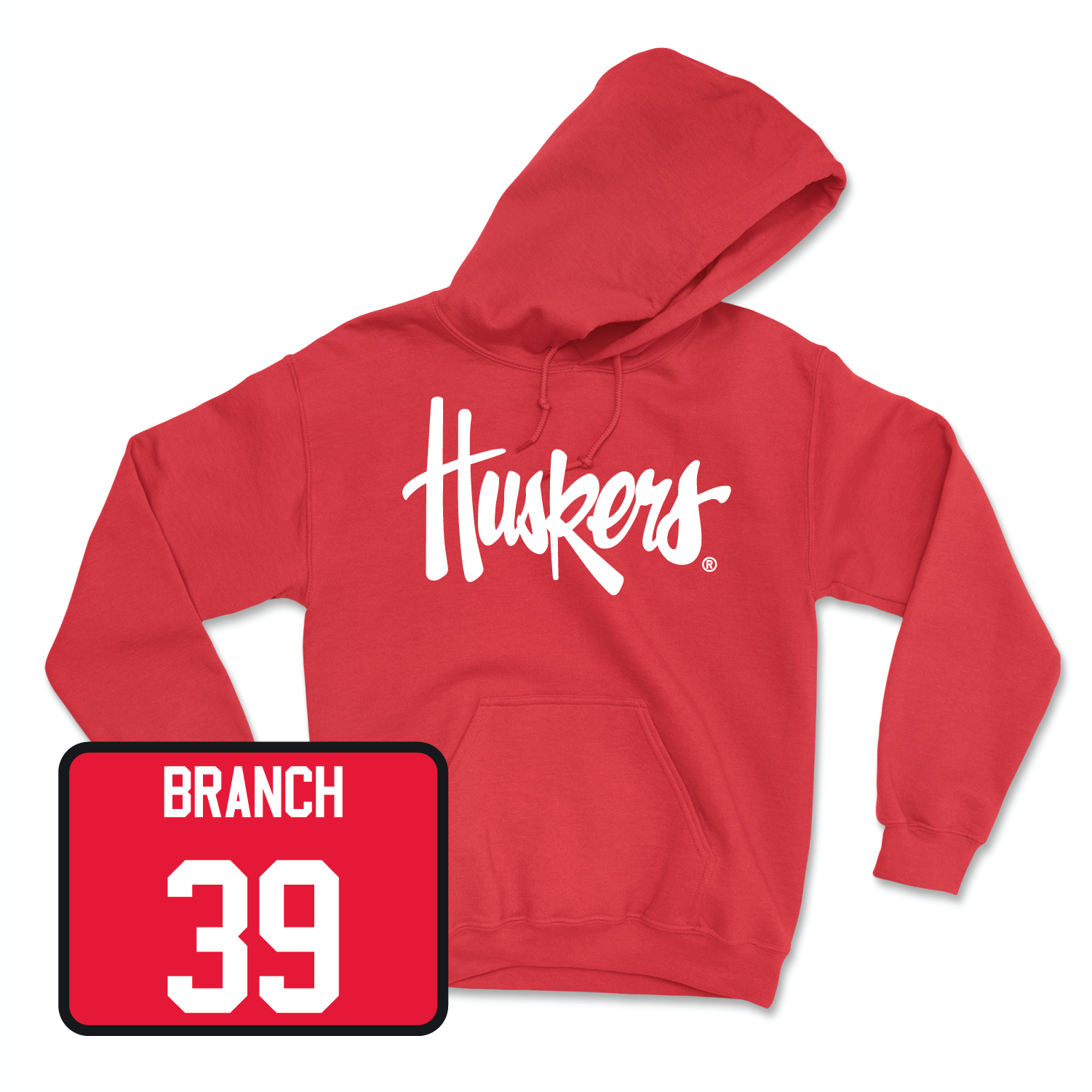 Red Football Huskers Hoodie 5 Small / Derek Branch | #39