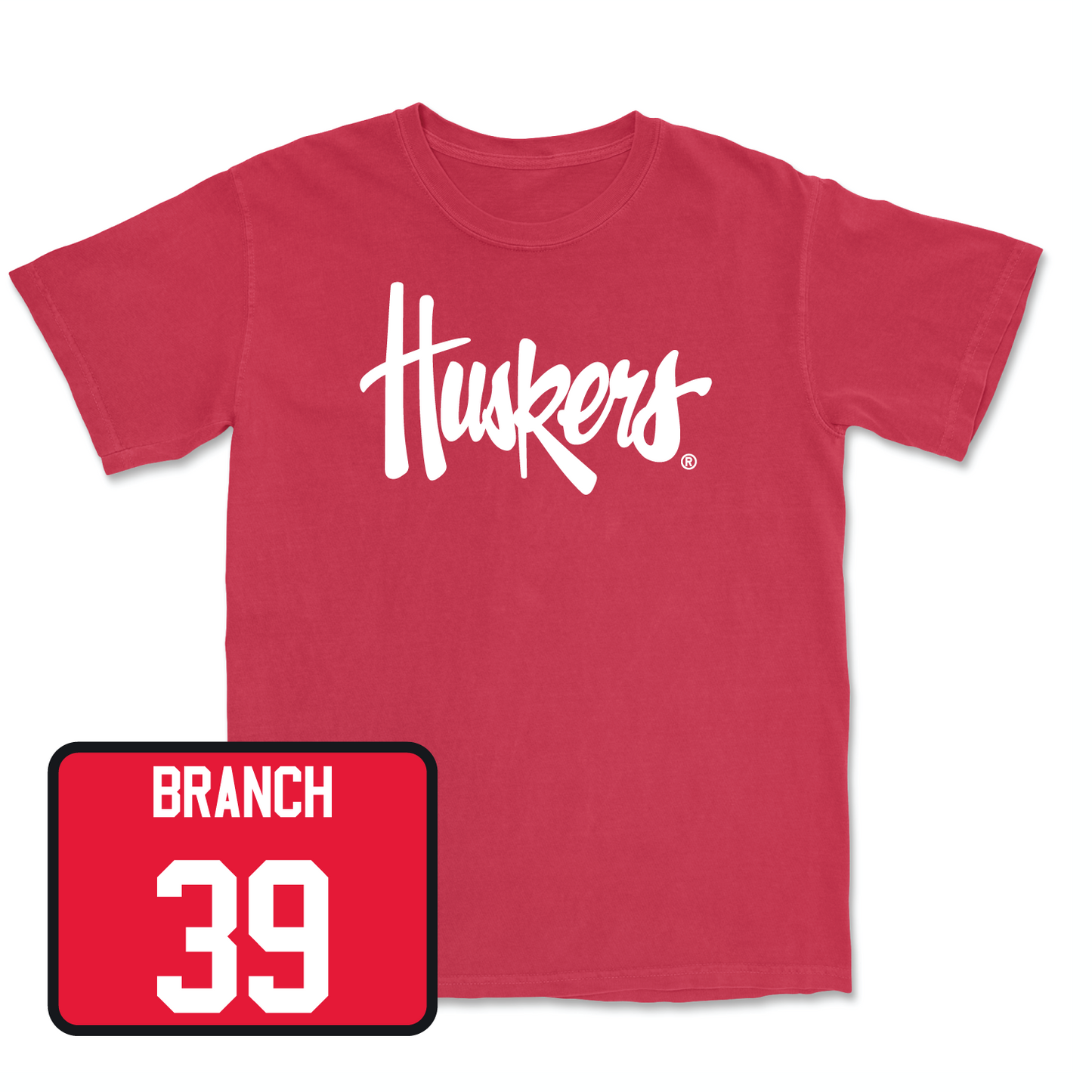 Red Football Huskers Tee 5 2X-Large / Derek Branch | #39