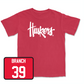 Red Football Huskers Tee 5 Youth Large / Derek Branch | #39