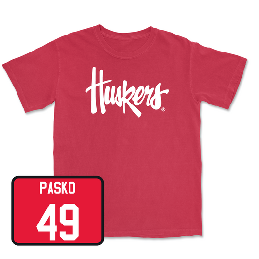 Red Football Huskers Tee Youth Small / Daniel Pasko | #49