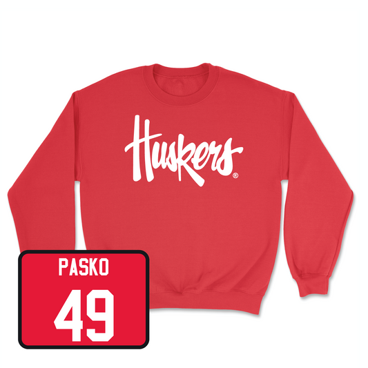 Red Football Huskers Crew Youth Small / Daniel Pasko | #49