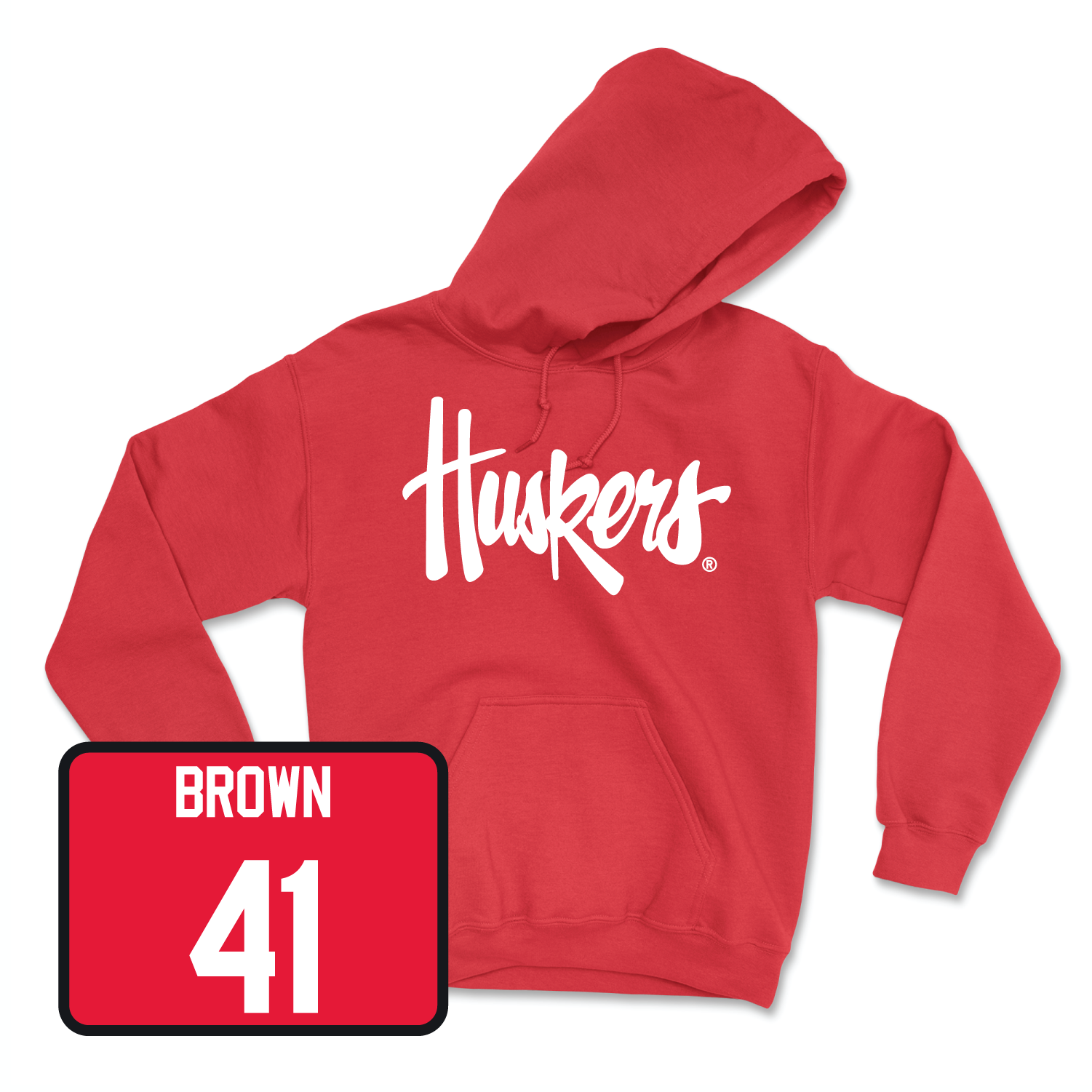 Red Football Huskers Hoodie 5 Youth Small / Elliott Brown | #41