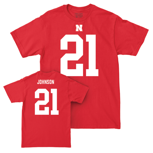 Nebraska Football Red Shirsey Tee - Emmett Johnson | #21 Youth Small
