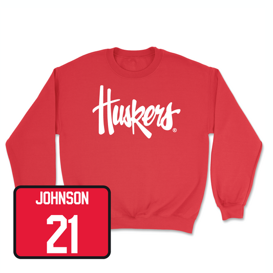 Red Football Huskers Crew 3 Youth Small / Emmett Johnson | #21