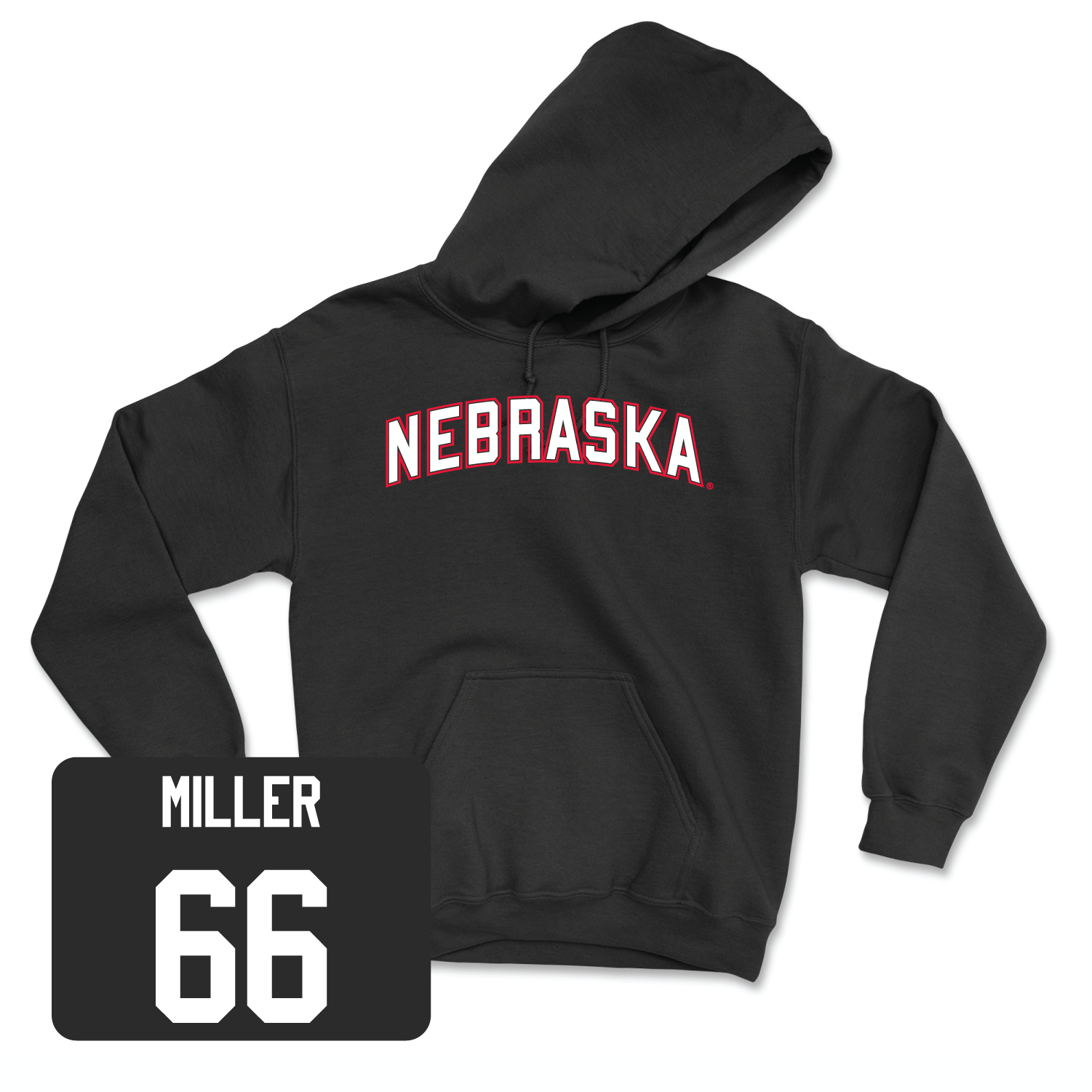 Black Football Nebraska Hoodie Youth Large / Ezra Miller | #66