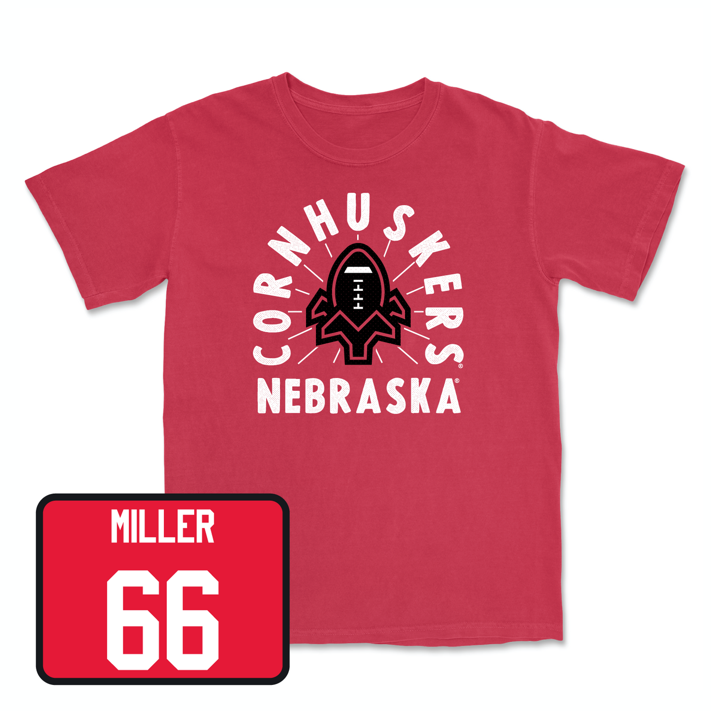 Red Football Cornhuskers Tee Youth Small / Ezra Miller | #66