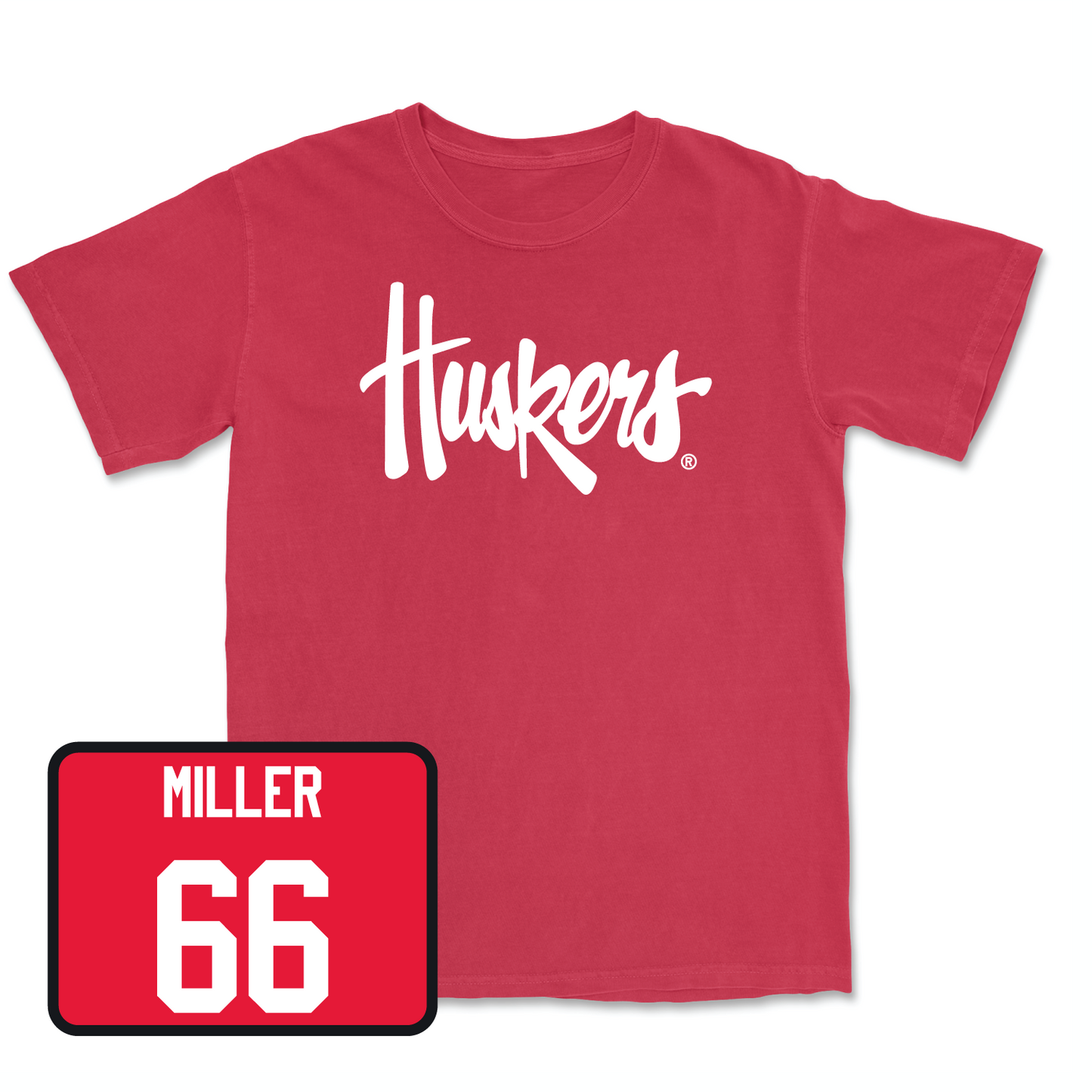 Red Football Huskers Tee Youth Large / Ezra Miller | #66
