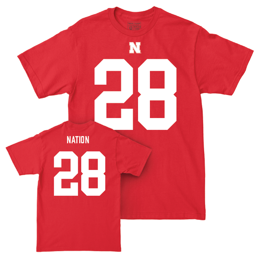 Nebraska Football Red Shirsey Tee - Ethan Nation | #28 Youth Small