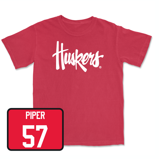 Red Football Huskers Tee 6 Youth Small / Ethan Piper | #57