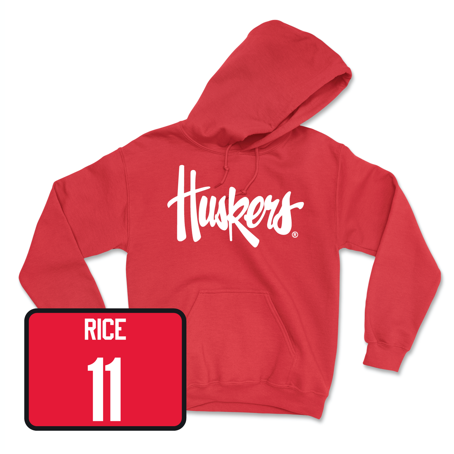 Red Men's Basketball Huskers Hoodie Youth Medium / Eli Rice | #11