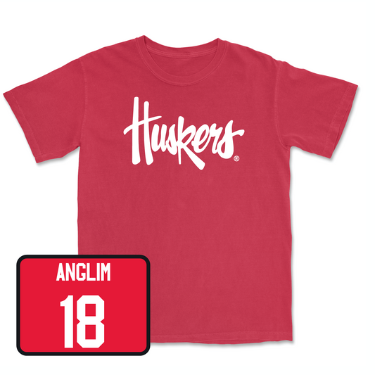Red Baseball Huskers Tee Youth Small / Garrett Anglim | #18