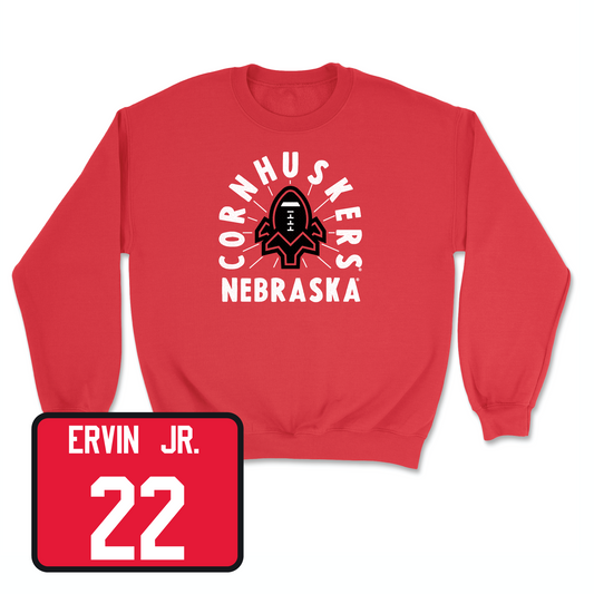 Red Football Cornhuskers Crew Youth Small / Gabe Ervin Jr. | #22