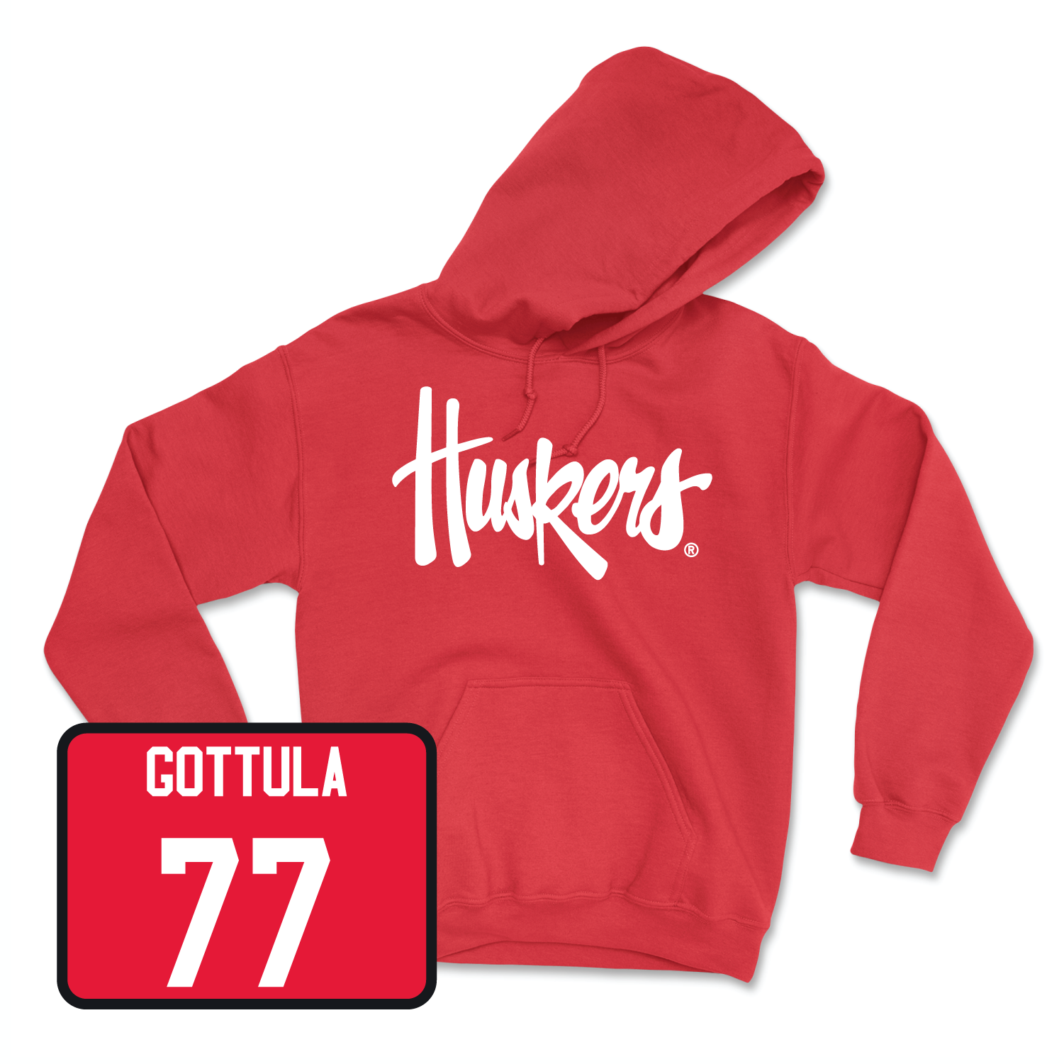 Red Football Huskers Hoodie 11 Youth Large / Gunnar Gottula | #77
