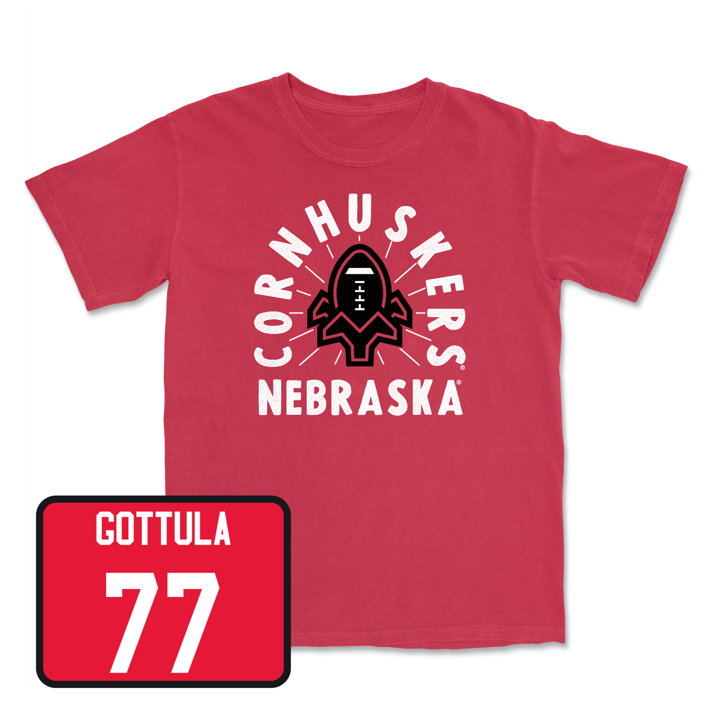 Red Football Cornhuskers Tee Youth Large / Gunnar Gottula | #77