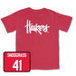 Red Football Huskers Tee 5 Youth Large / Garrett Snodgrass | #41