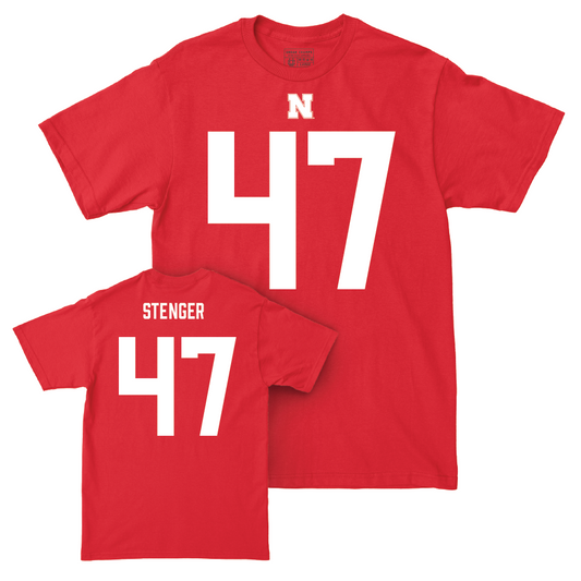 Nebraska Football Red Shirsey Tee - Gage Stenger | #47 Youth Small