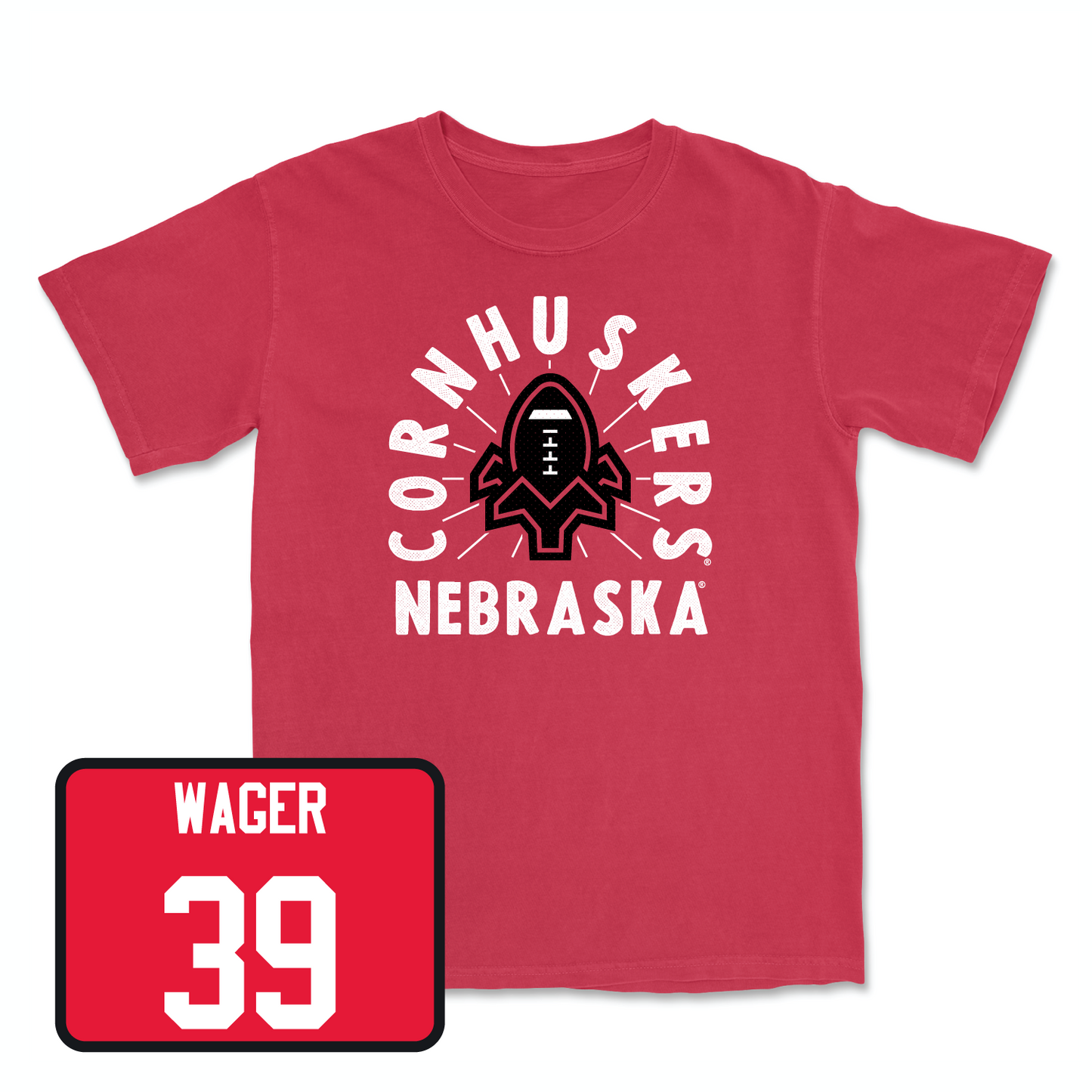 Red Football Cornhuskers Tee Small / Gage Wager | #39