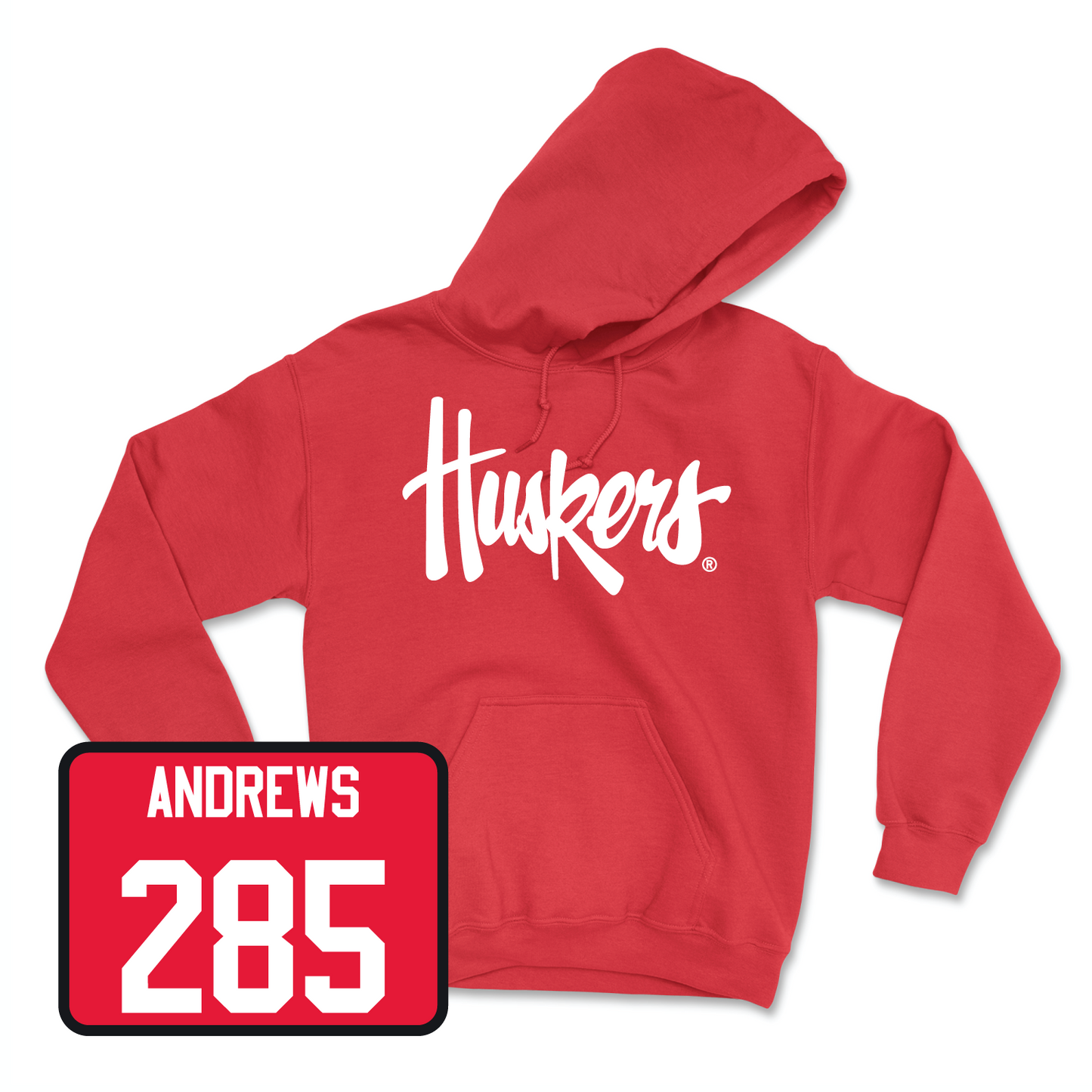 Red Wrestling Huskers Hoodie Large / Harley Andrews | #285