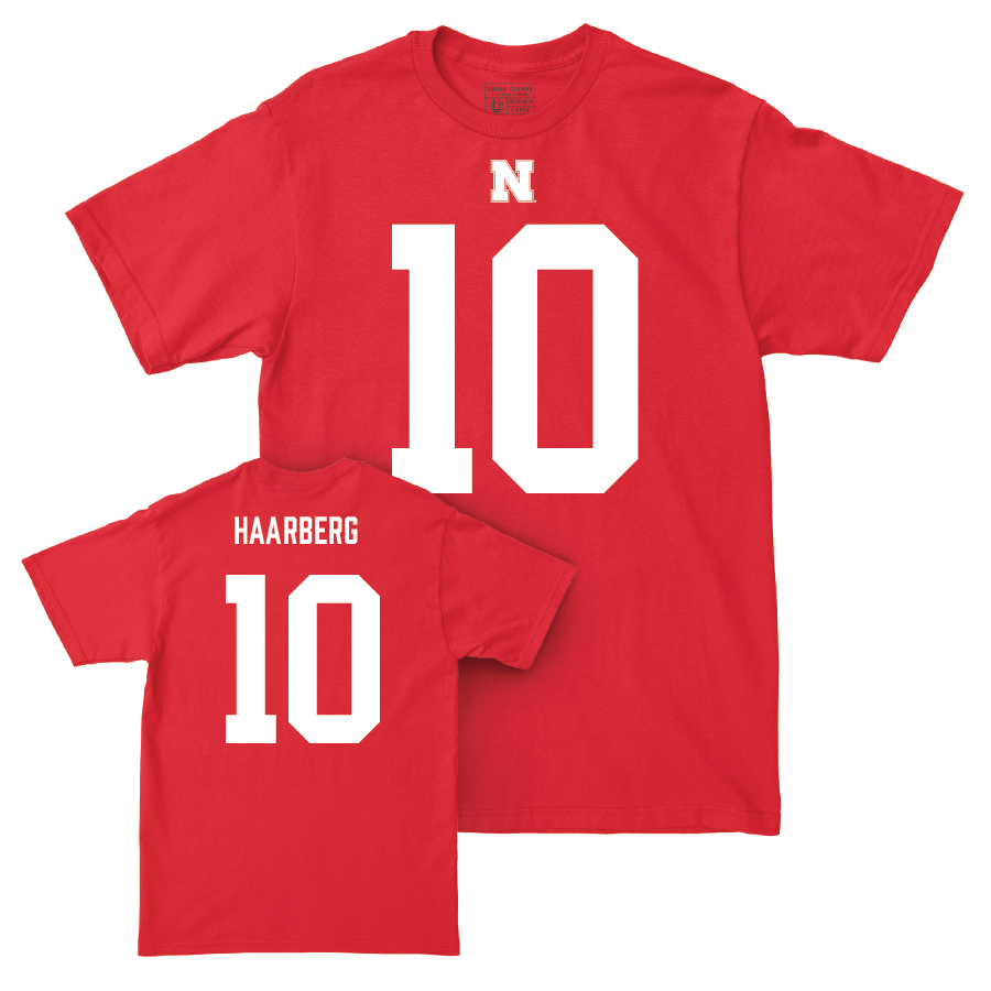 Nebraska Football Red Shirsey Tee - Heinrich Haarberg | #10 Youth Small