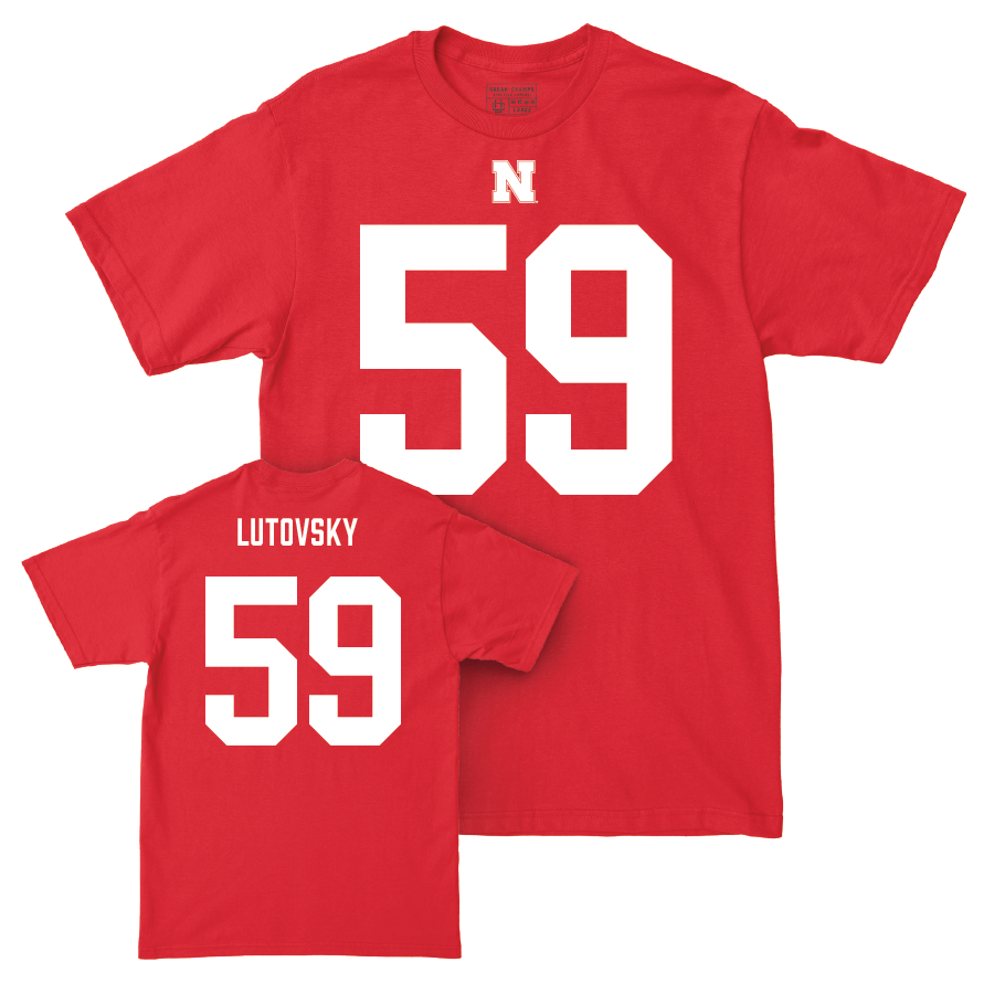 Nebraska Football Red Shirsey Tee - Henry Lutovsky | #59 Youth Small