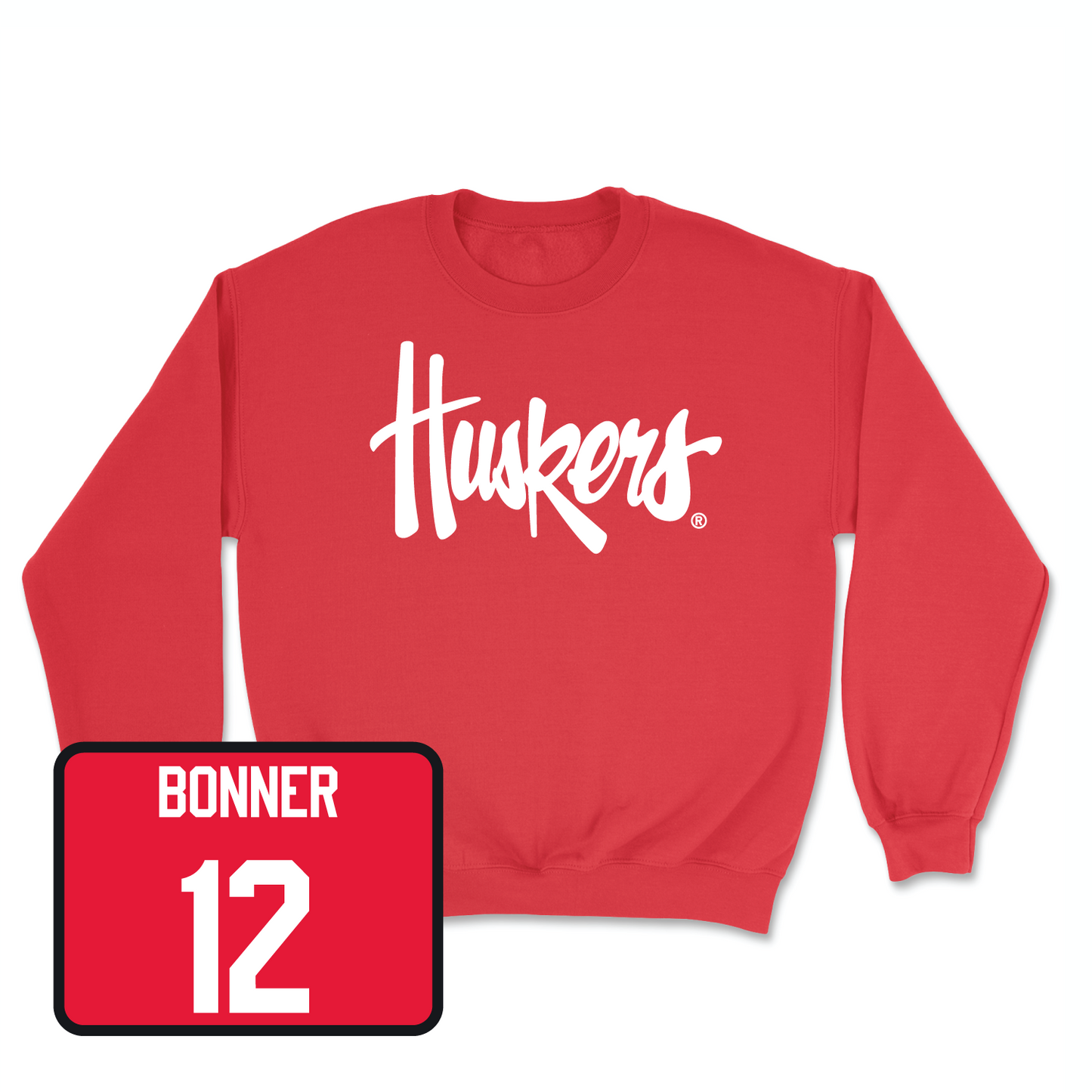 Red Football Huskers Crew 2 Youth Large / Janiran Bonner | #12