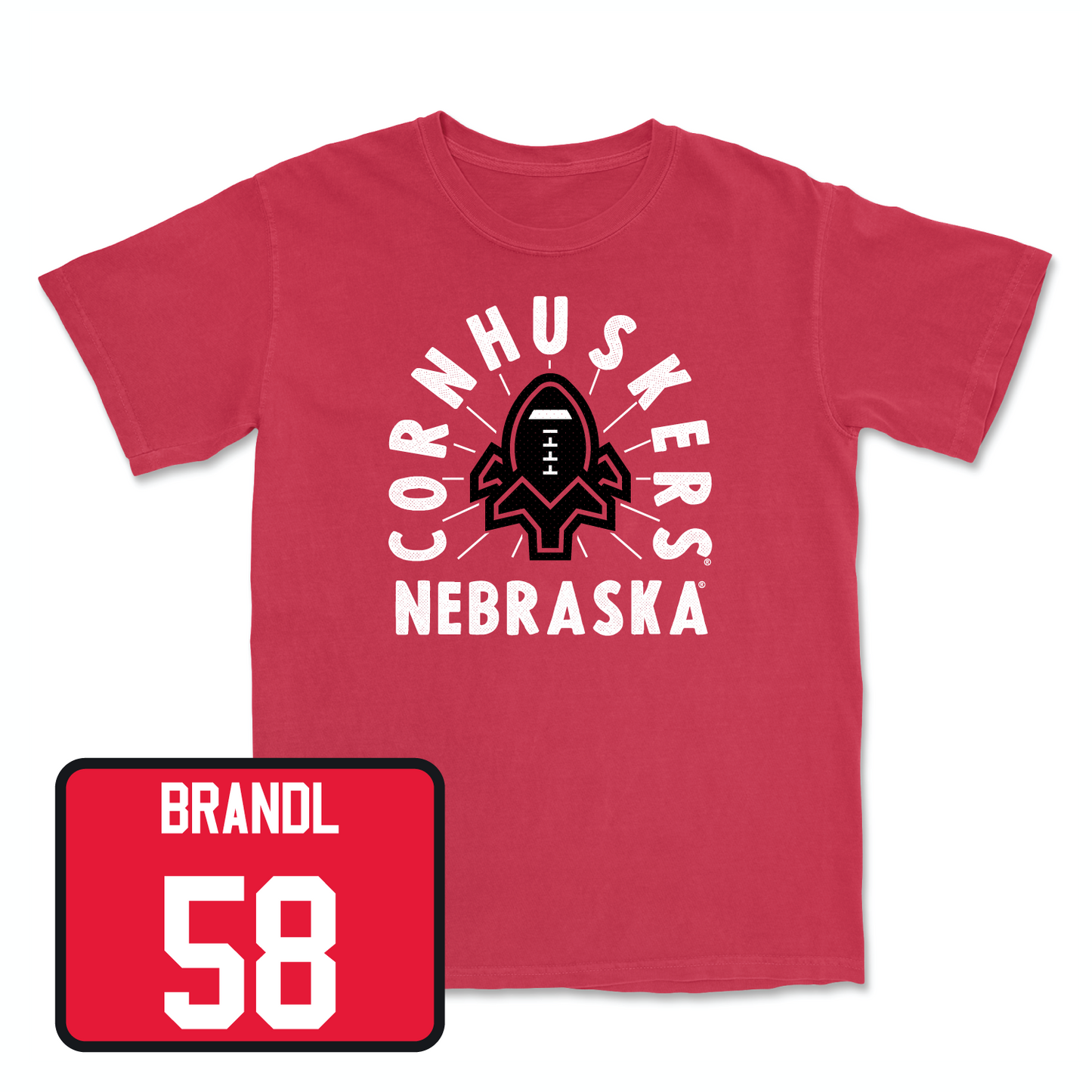 Red Football Cornhuskers Tee Youth Small / Jacob Brandl | #58