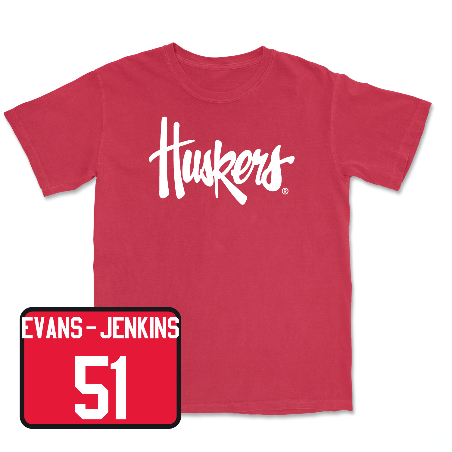 Red Football Huskers Tee 6 Medium / Justin Evans-Jenkins | #51