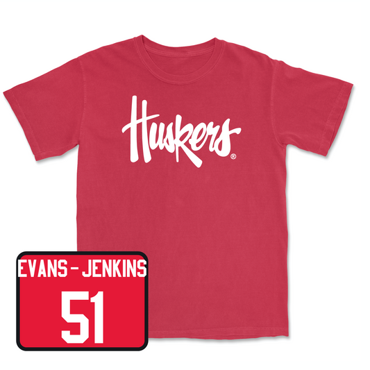 Red Football Huskers Tee 6 Youth Small / Justin Evans-Jenkins | #51