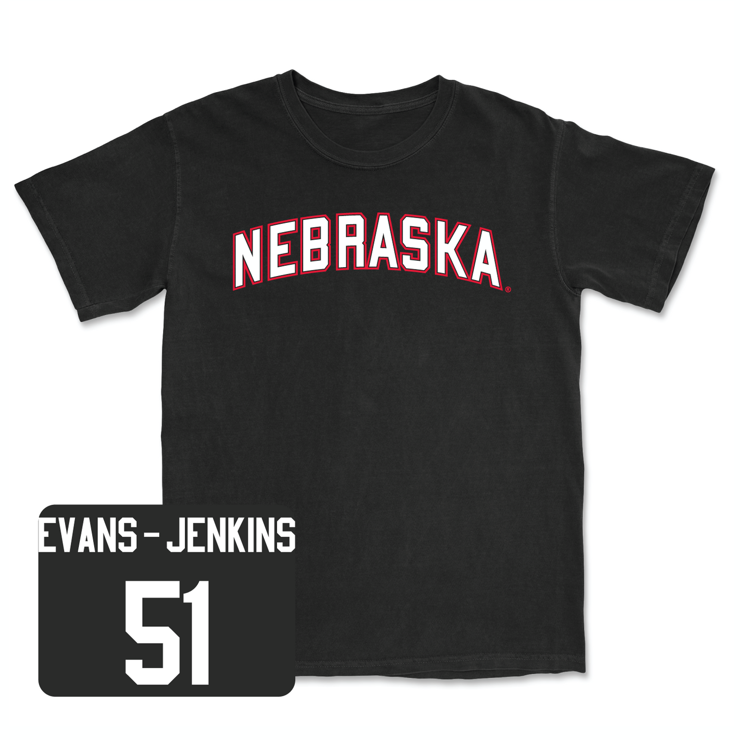 Black Football Nebraska Tee 6 Large / Justin Evans-Jenkins | #51
