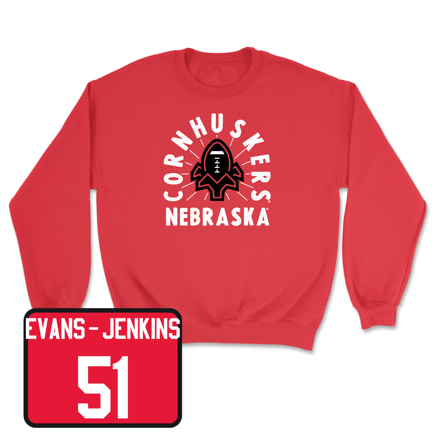Red Football Cornhuskers Crew 6 2X-Large / Justin Evans-Jenkins | #51