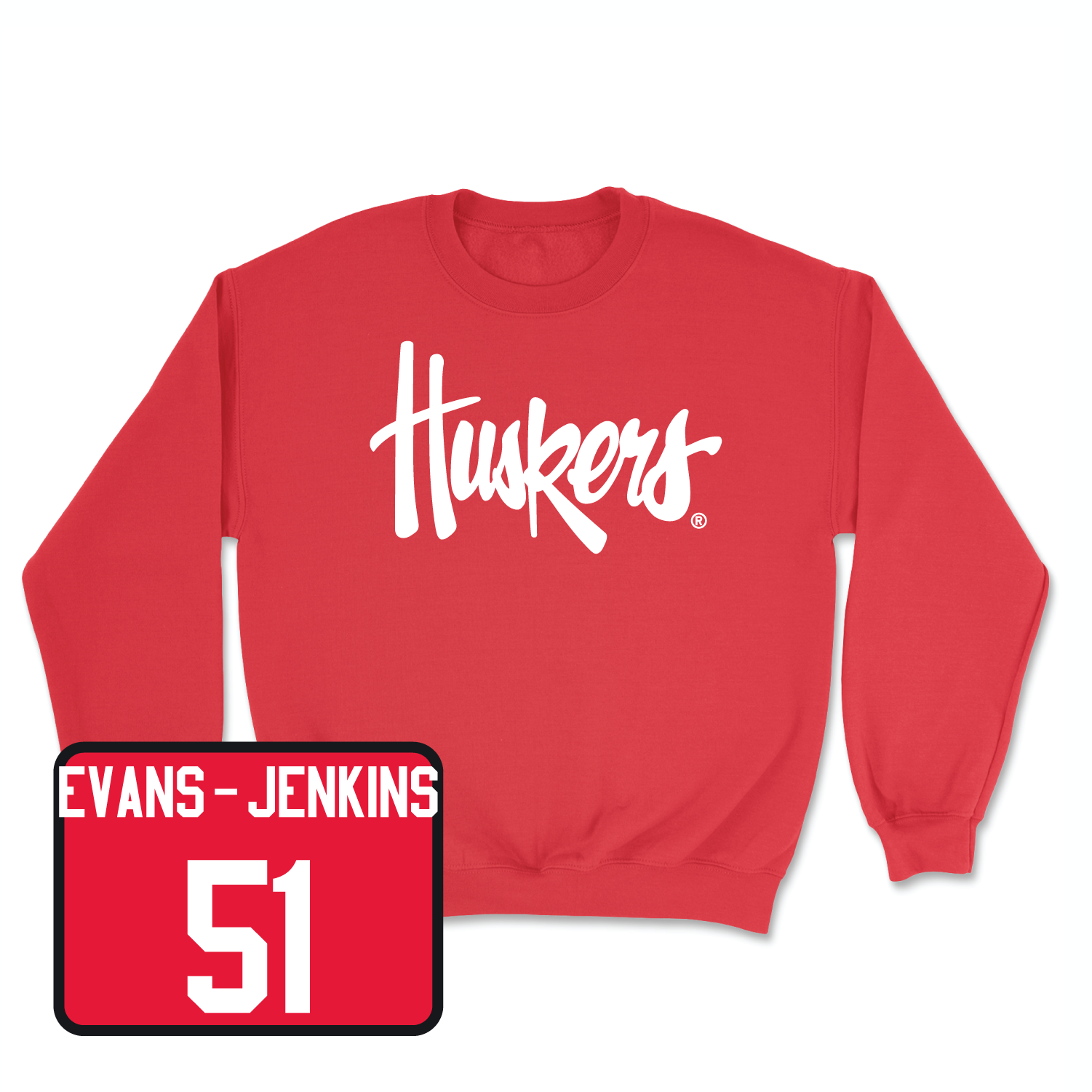 Red Football Huskers Crew 6 Small / Justin Evans-Jenkins | #51