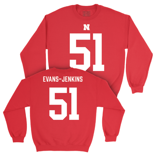 Nebraska Football Red Shirsey Crew - Justin Evans-Jenkins | #51 Youth Small