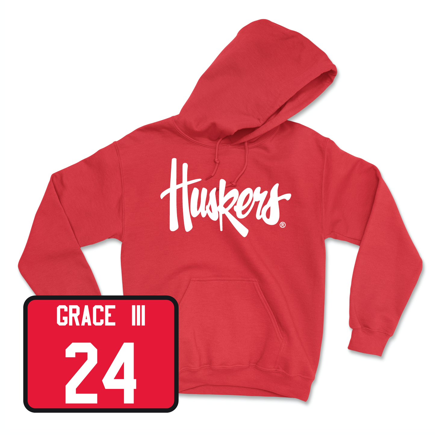 Red Men's Basketball Huskers Hoodie Youth Large / Jeffrey Grace III | #24