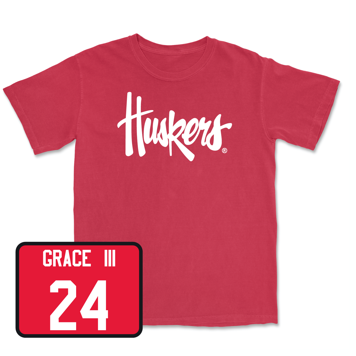 Red Men's Basketball Huskers Tee Youth Large / Jeffrey Grace III | #24