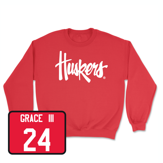 Red Men's Basketball Huskers Crew Youth Small / Jeffrey Grace III | #24