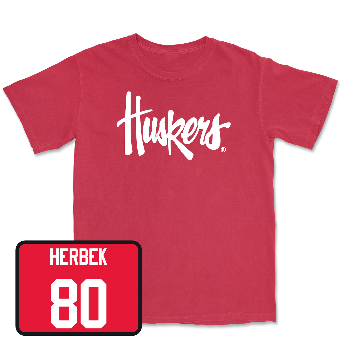 Red Football Huskers Tee 7 X-Large / Jacob Herbek | #80