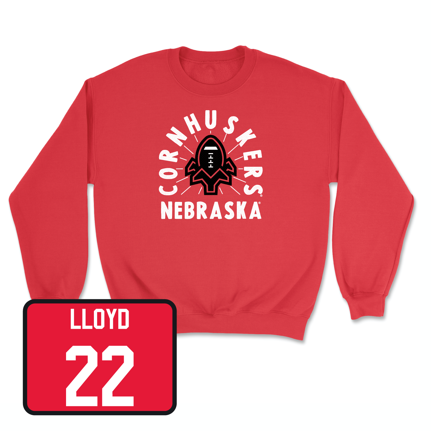 Red Football Cornhuskers Crew Small / Jaylen Lloyd | #22