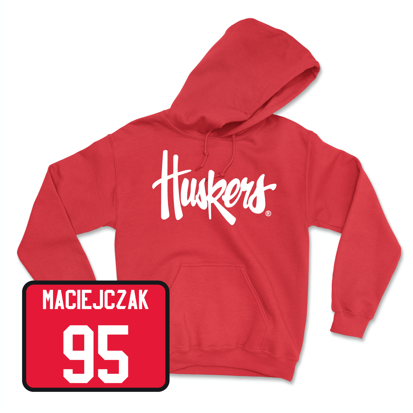 Red Football Huskers Hoodie 11 Small / Jason Maciejczak | #95
