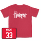 Red Football Huskers Tee 4 Youth Large / Javin Wright | #33