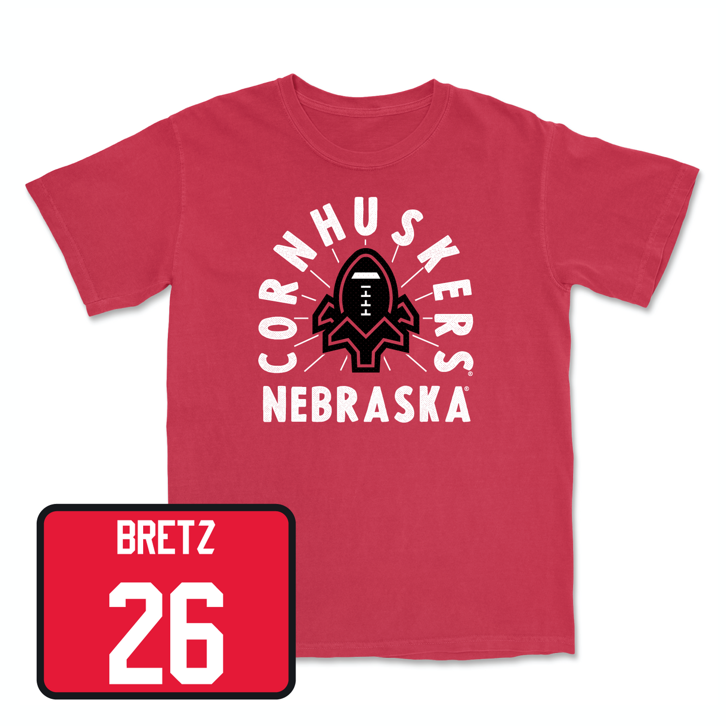Red Football Cornhuskers Tee 3 2X-Large / Koby Bretz | #26