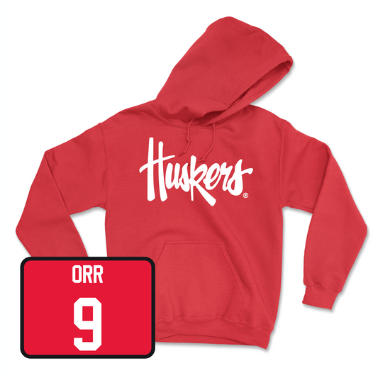 Red Women's Volleyball Huskers Hoodie Youth Small / Kennedi Orr | #9