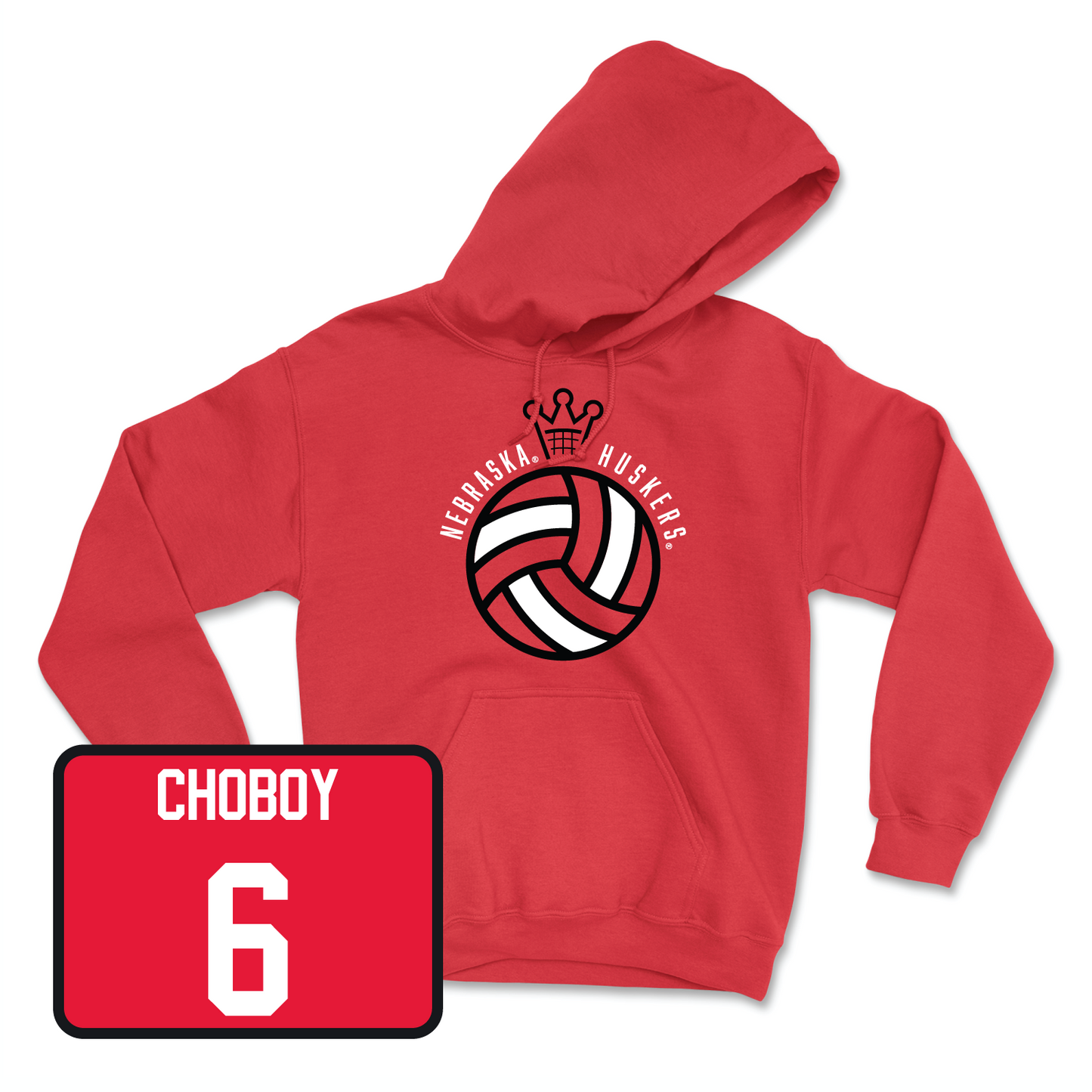 Red Women's Volleyball Crown Hoodie Large / Laney Choboy | #6