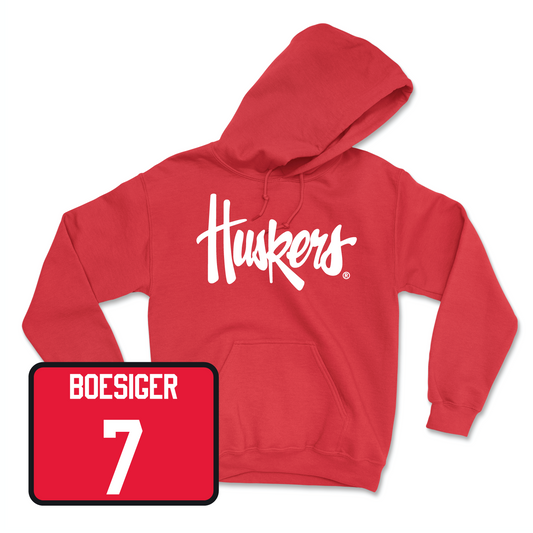Red Women's Volleyball Huskers Hoodie Youth Small / Maisie Boesiger | #7