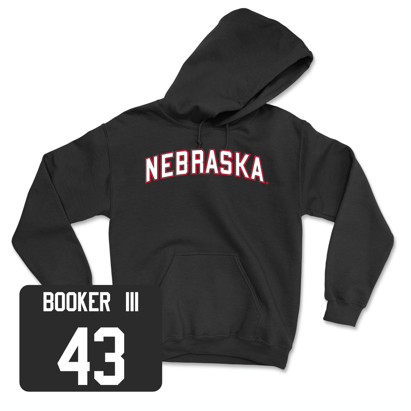 Black Football Nebraska Hoodie 5 4X-Large / Michael Booker III | #43