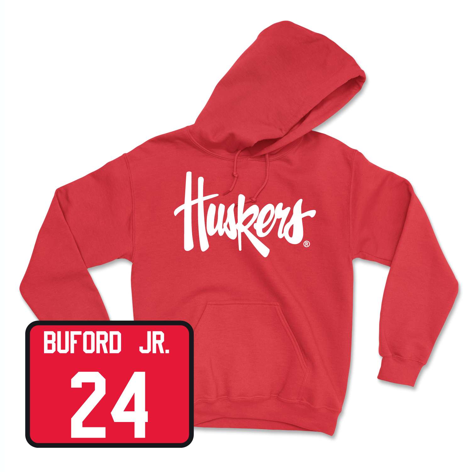 Red Football Huskers Hoodie 3 3 Medium / Marques Buford Jr. | #24